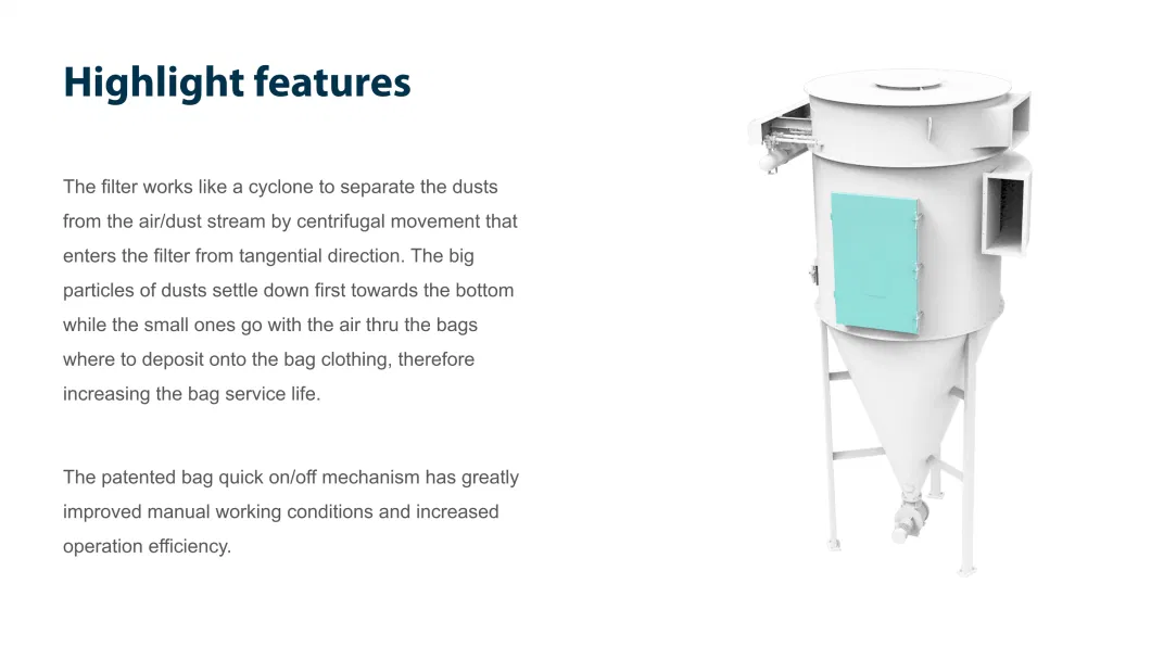 Cylinder High Pressure Jet Round Bag Industrial Air Dust Control Equipment for Wheat, Paddy, Rice, Corn, Soybean, Flour etc. Grain Processing Machinery