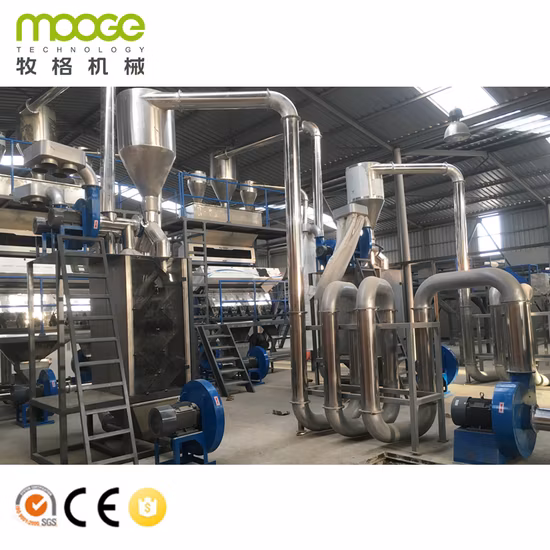 Bester Preis MOOGE Maschinenabfälle aus Kunststoff, PET-Wasserflasche, Flocken, Zerkleinerung, Recycling, Waschanlagenausrüstung, Maschinenlinie