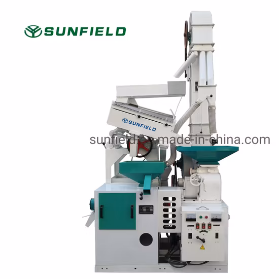 Sunfield 20tpd Automatische kombinierte Reismühlen Maschinenausrüstung für die Verarbeitung von Reisgetreide mit Reis Whitner Destoner Husker